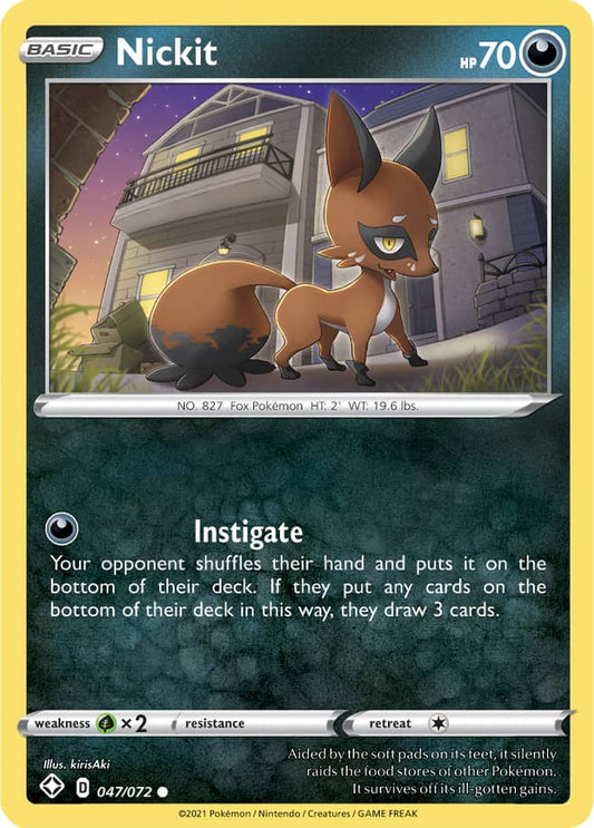 Nickit Base card #047/072 Pokémon Card Shining Fates