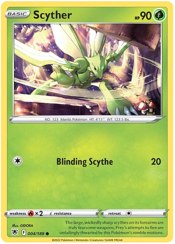 Scyther Base Card #004/189 2022 Sword & Shield Astral Radiance Pokemon Card