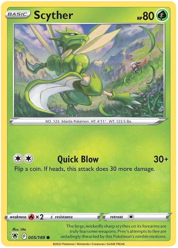 Scyther Base Card #005/189 2022 Sword & Shield Astral Radiance Pokemon Card