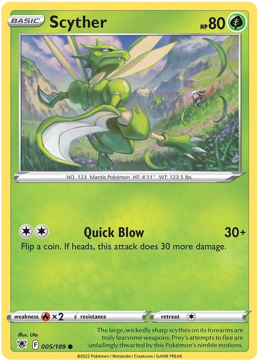 Scyther Base Card #005/189 2022 Sword & Shield Astral Radiance Pokemon Card