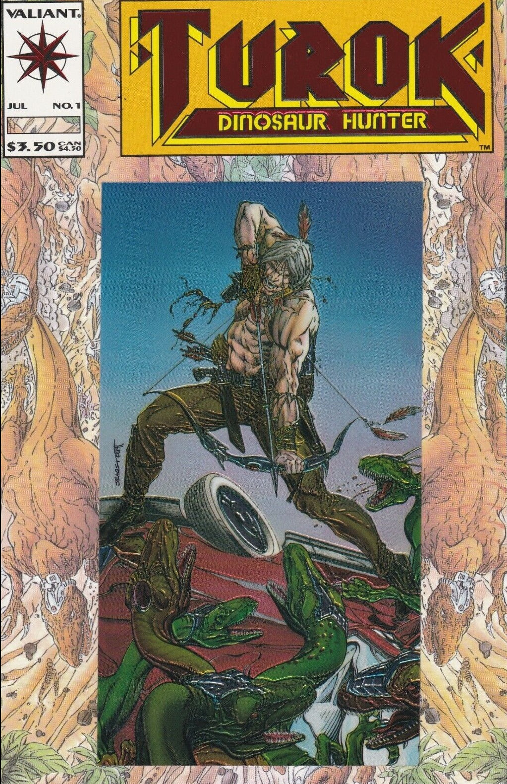 TUROK DINOSAUR HUNTER # 1 VARIANT EMBOSSED RED FOIL COVER VALIANT COMIC BOOK 1993