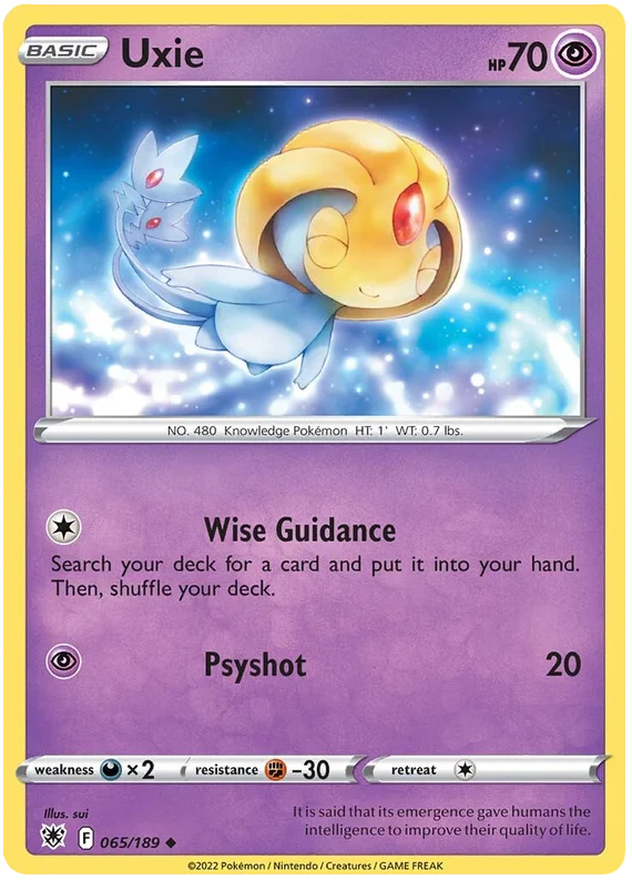 Uxie Base Card #065/189 2022 Sword & Shield Astral Radiance Pokemon Card