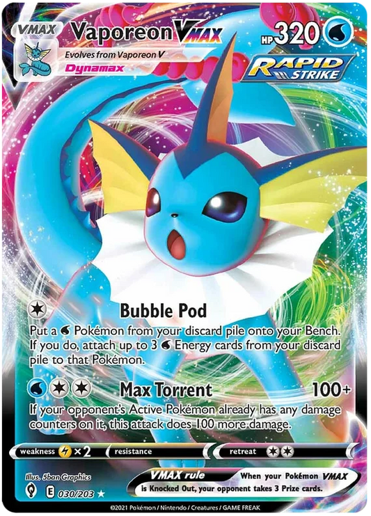 Vaporeon VMAX Ultra Rare #030/203 Pokemon Sword & Shield Evolving Skies