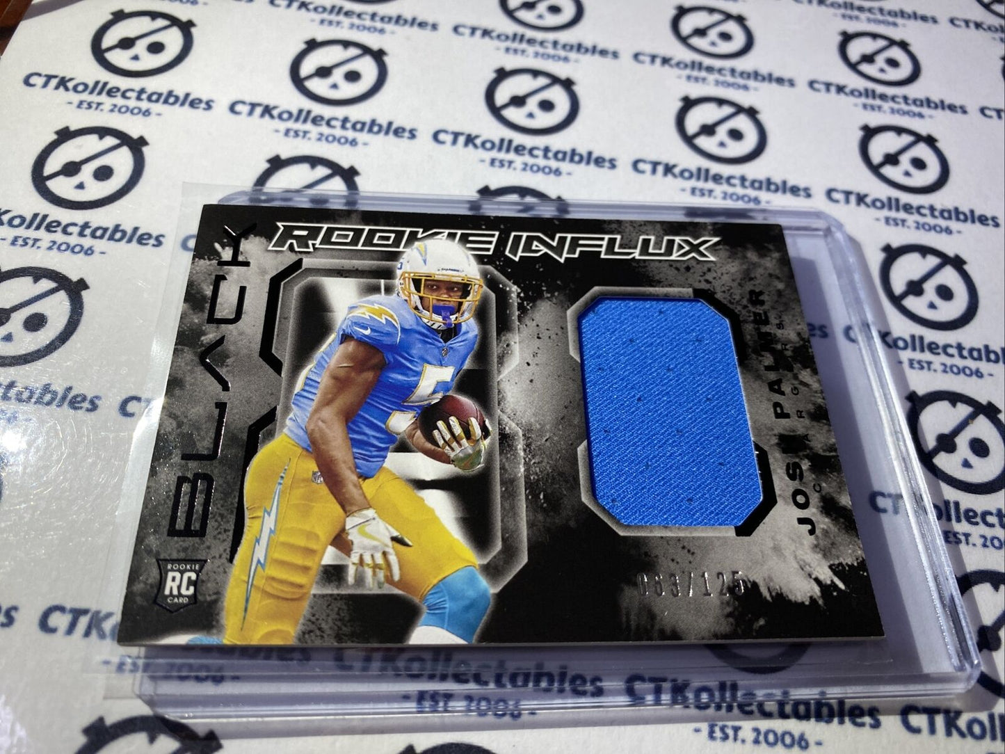 2021 NFL Panini Black Josh Palmer Rookie Influx #067/125 Relic Chargers