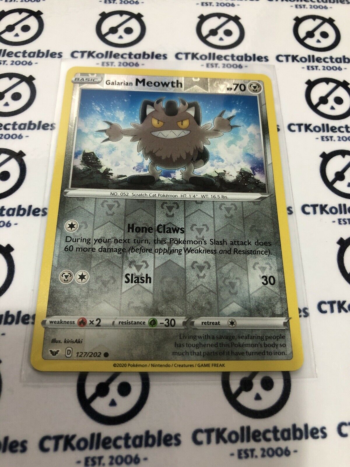 Galarian Meowth Reverse Holo #127/202 Common Pokémon Card Sword & Shield