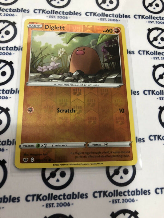 Diglett Reverse Holo #092/202 Common Pokémon Card Sword & Shield