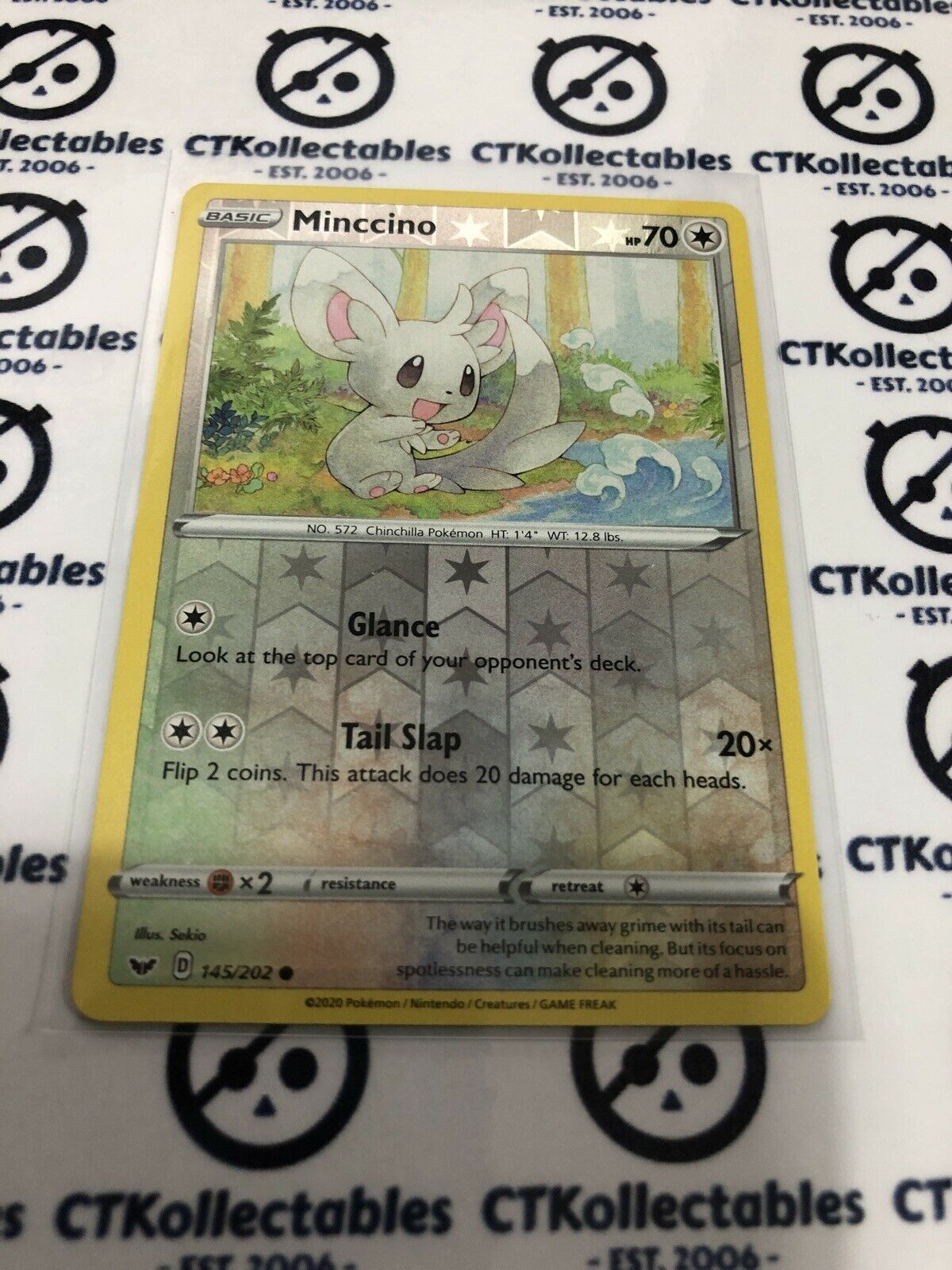 Minccino Reverse Holo #145/202 Common Pokémon Card Sword & Shield