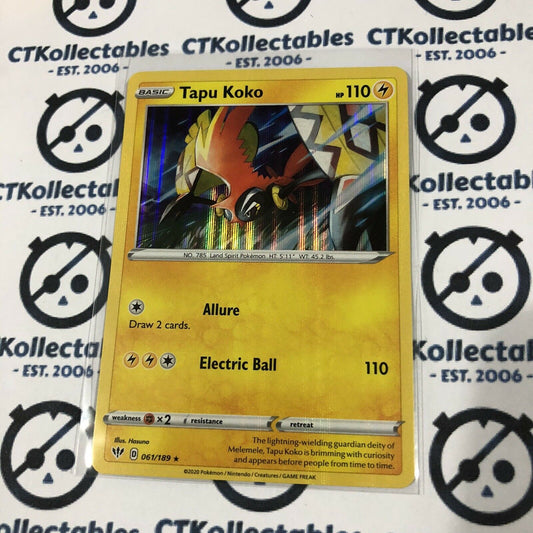 Tapu Koko Holo #061/189 Rare Pokémon Card Sword & Shield