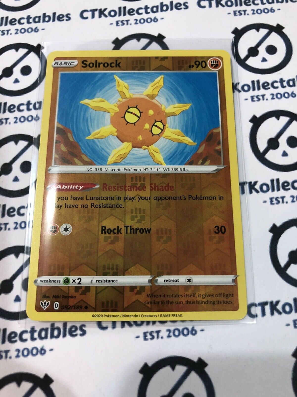 Solrock Reverse Holo #092/189 Uncommon Pokémon Card Sword & Shield