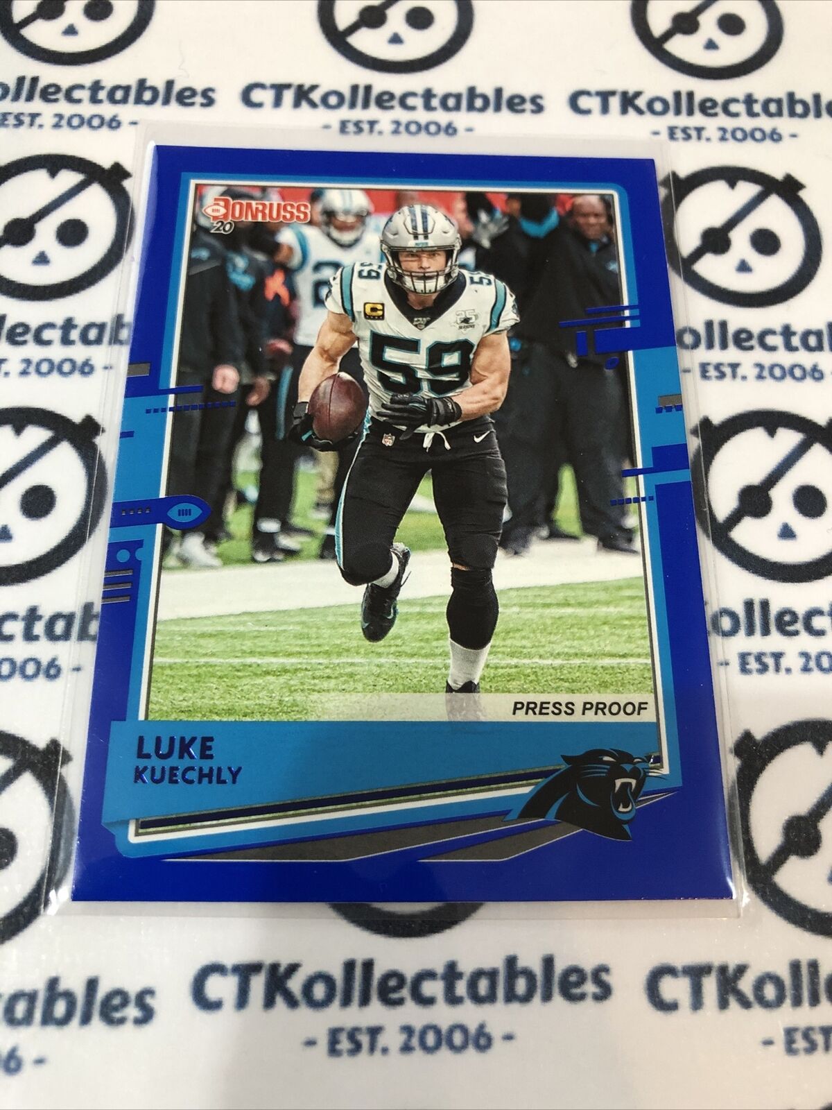 2020 NFL Donruss Blue Press Proof Luke Kuechly #55 Panthers