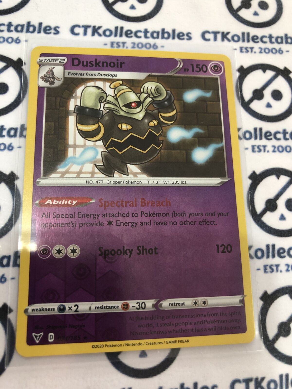 Dusknoir #071/185 Reverse Holo Rare- Pokemon Card Vivid Voltage