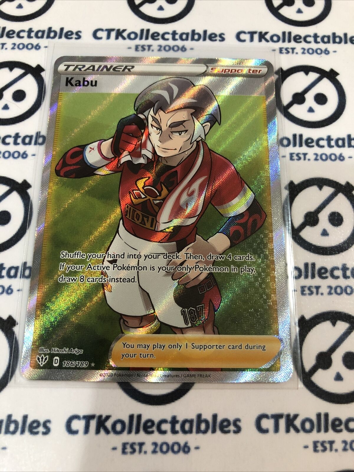 Kabu Trainer #186/189 Full Art Ultra Rare Pokémon Card S&S Darkness Ablaze