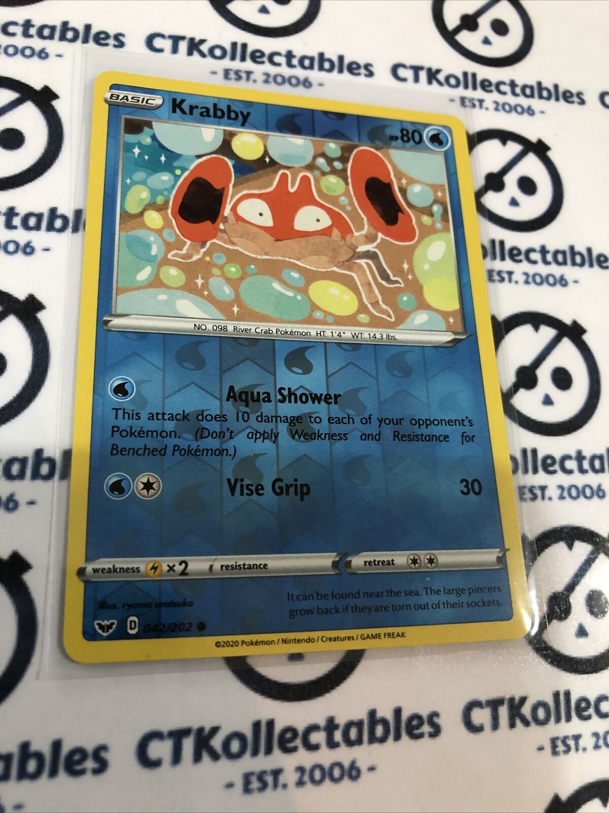 Krabby Reverse Holo #042/202 Common Pokémon Card Sword & Shield