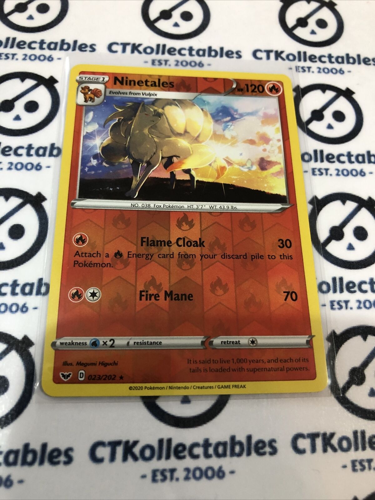 Ninetales Reverse Holo #023/202 Rare Pokémon Card Sword & Shield