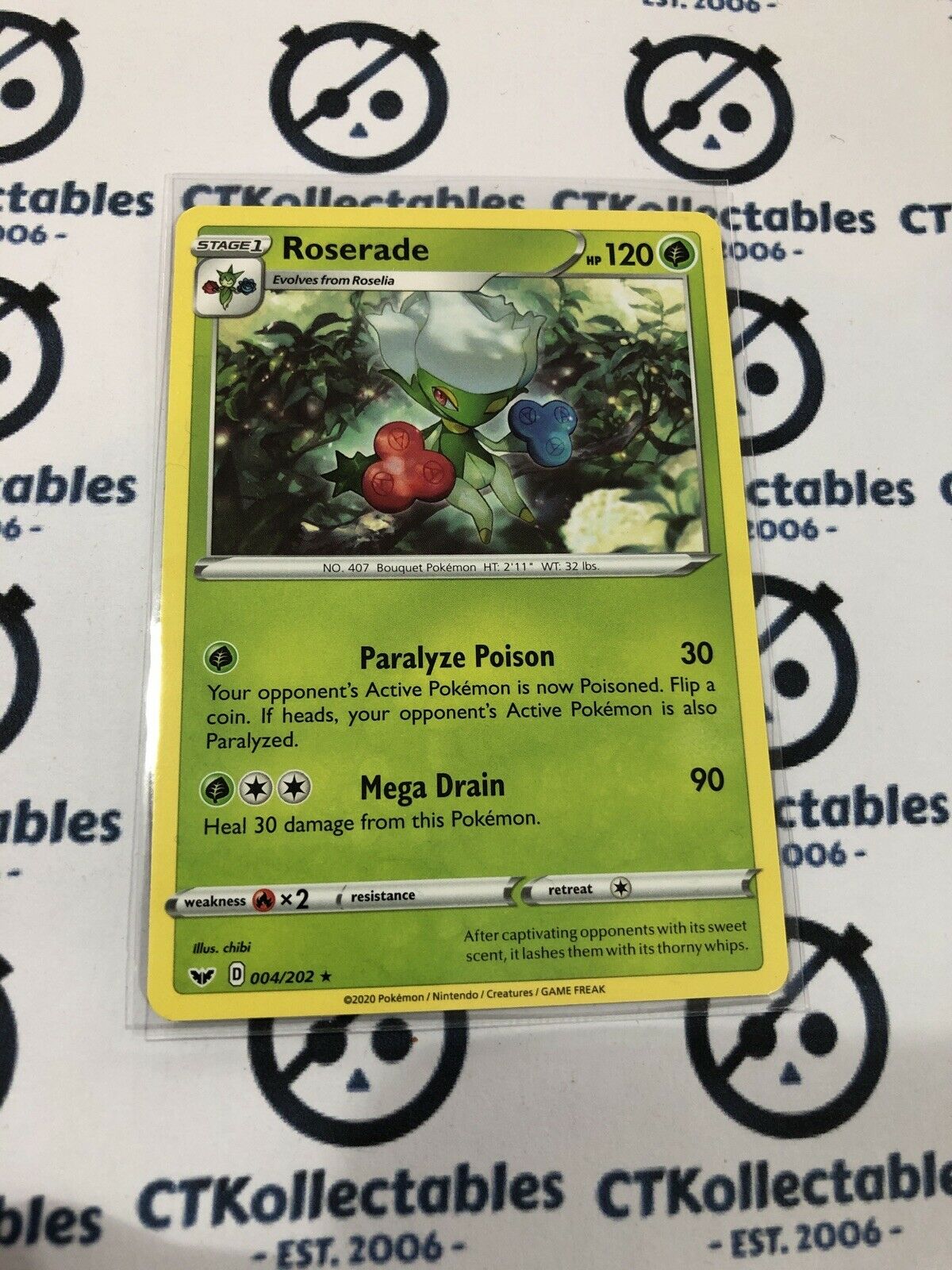 Roserade #004/202 Rare Pokémon Card Sword & Shield