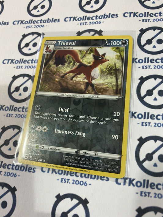 Thievul #126/202 Reverse Holo Rare Pokémon Card Sword & Shield