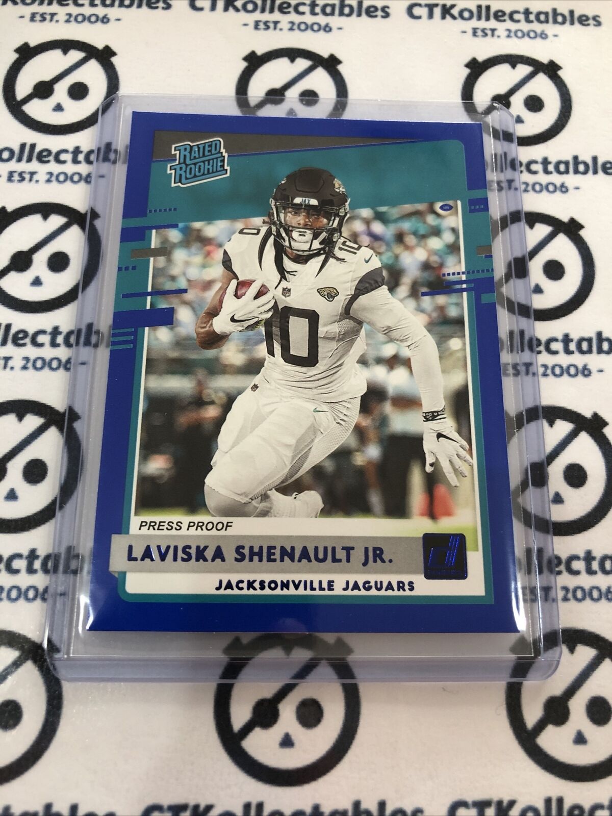 2020 NFL Donruss Blue Press Proof Laviska Shenault Jr. Rated Rookie #318 Jaguars