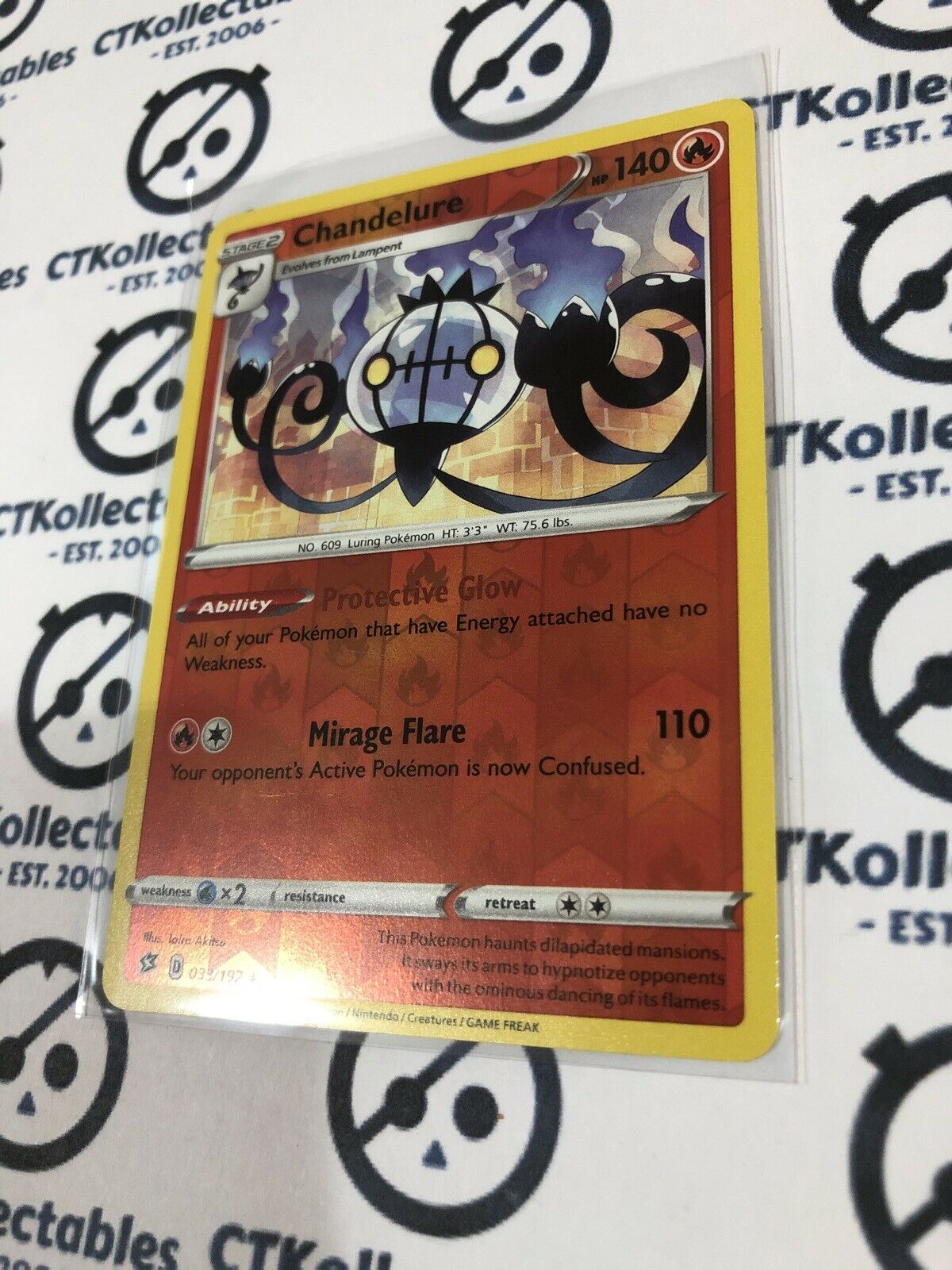 Chandelure #033/192 Reverse Holo Rare Pokémon Card Rebel Clash