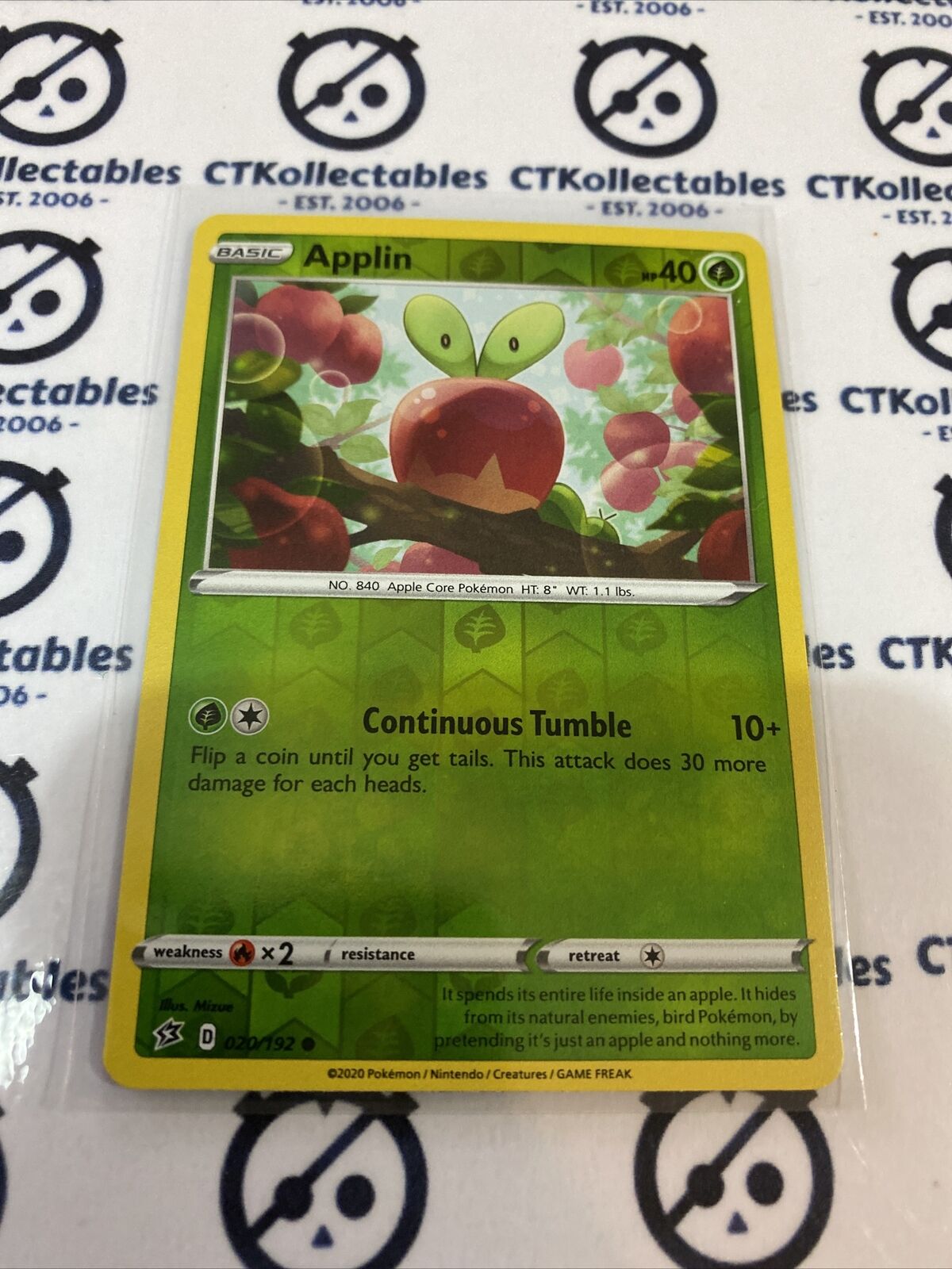 Applin #020/192 Reverse Holo Common Pokémon Card Rebel Clash