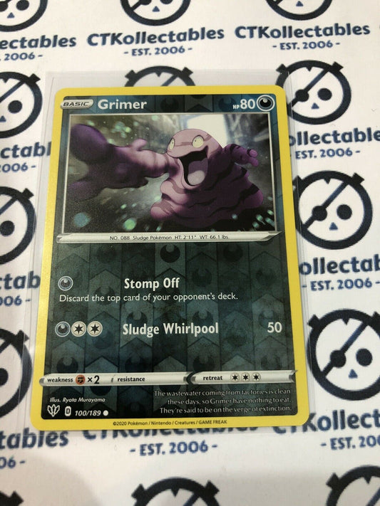Grimer #100/189 Reverse Holo Pokémon Card S&S Darkness Ablaze