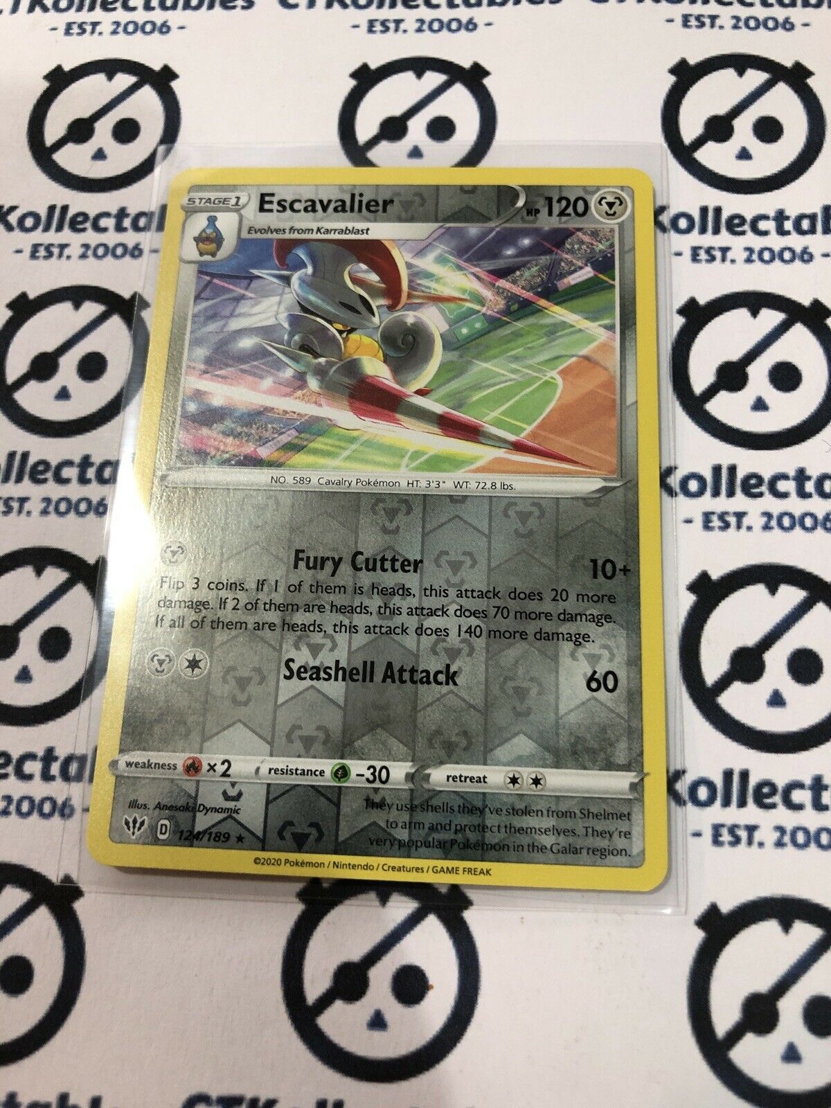 Escavalier #124/189 Reverse Rare Holo Pokémon Card S&S Darkness Ablaze