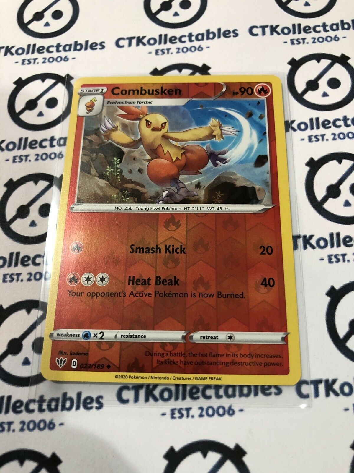 Combusken #023/189 Reverse Holo Pokémon Card Sword & Shield Darkness Ablaze