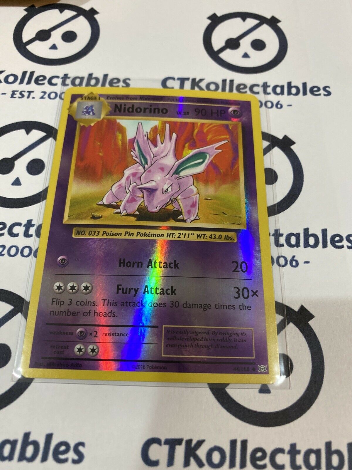 Nidorino Reverse Holo #44/108 Uncommon Pokémon Card XY EVOLUTIONS