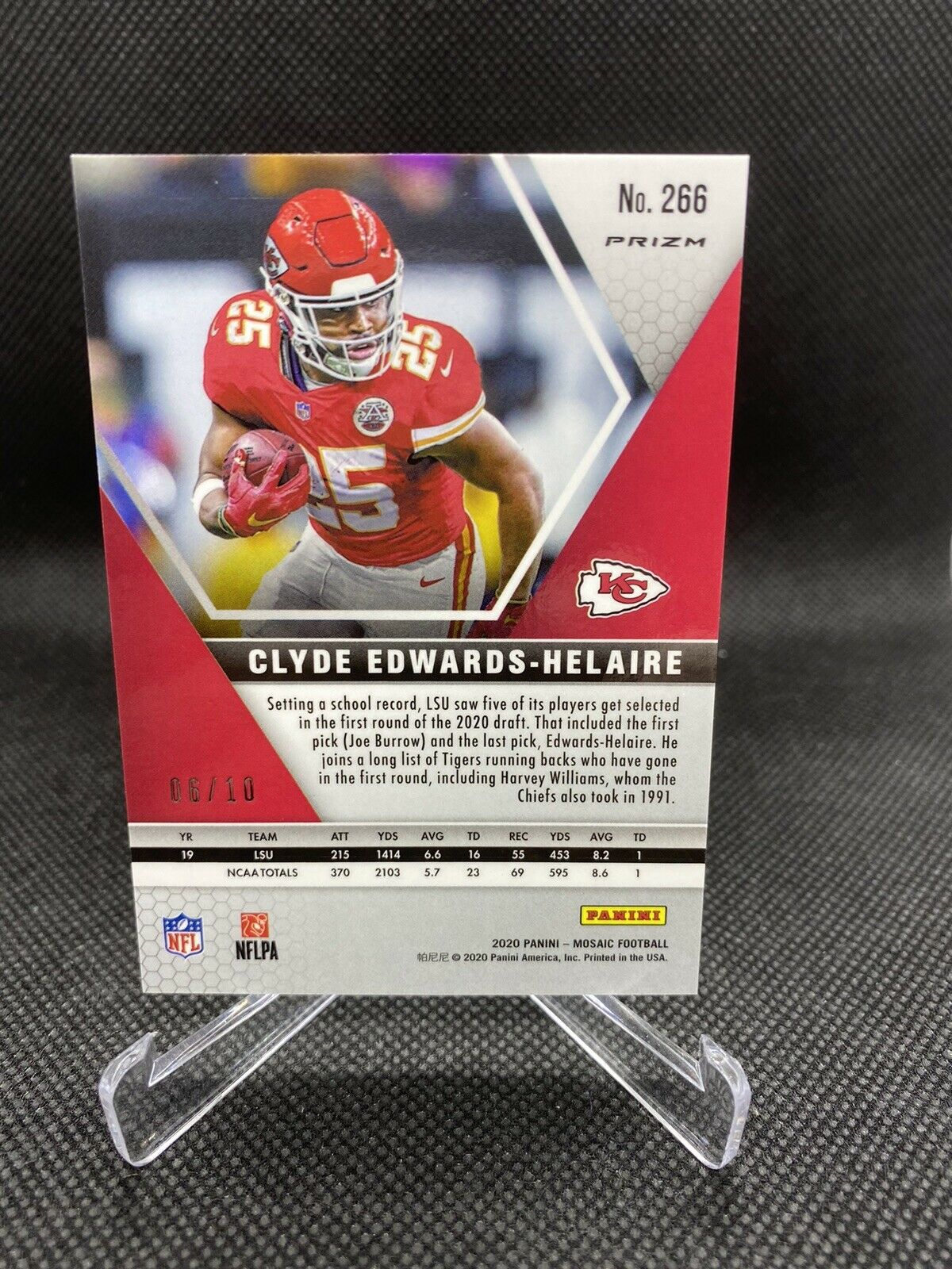 2020 NFL Mosaic Clyde Edwards Helaire NFL Debut Gold Prizm #06/10 Chiefs RC