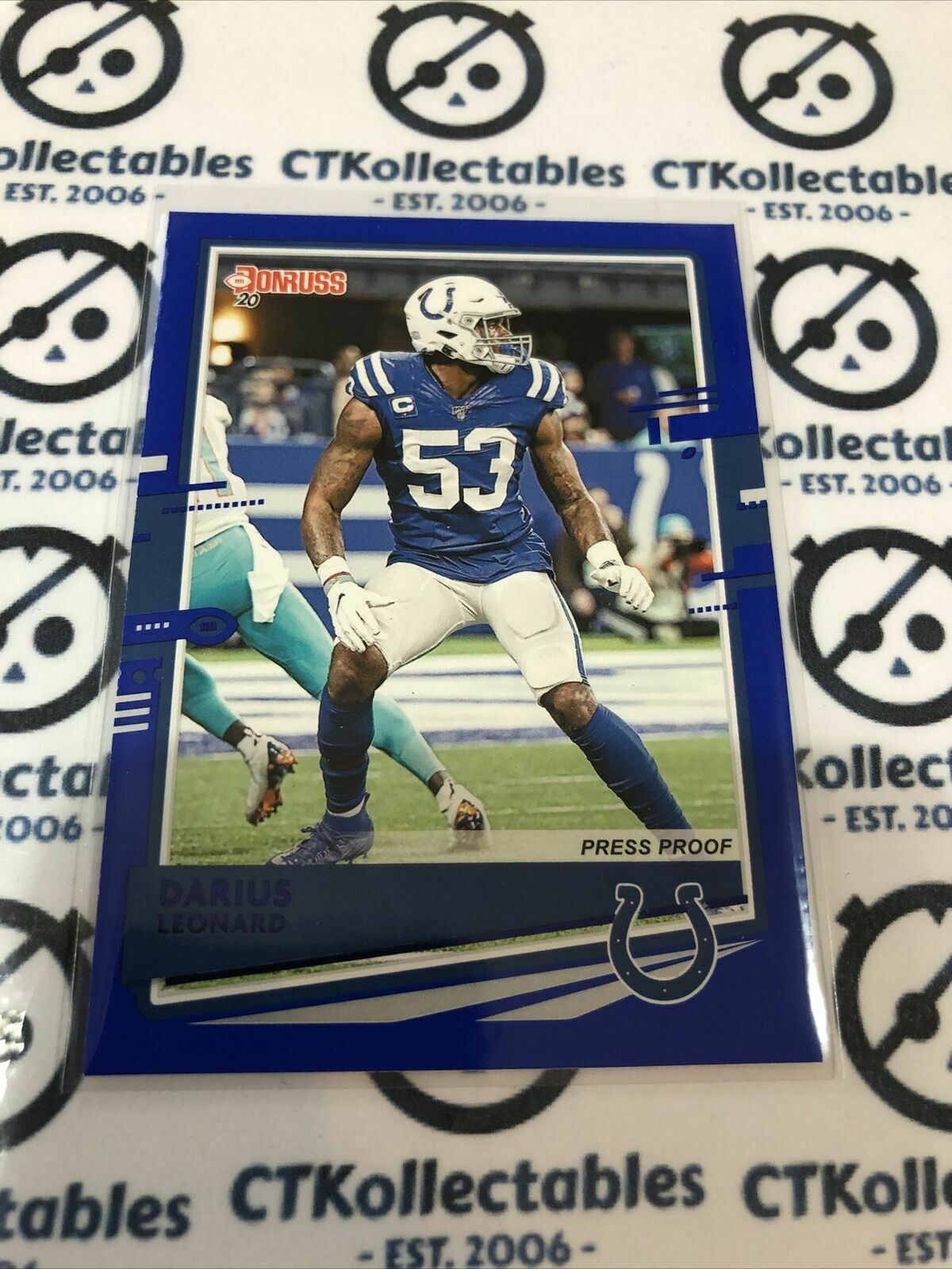 2020 NFL Donruss Press Proof Blue #119 Darius Leonard Variation