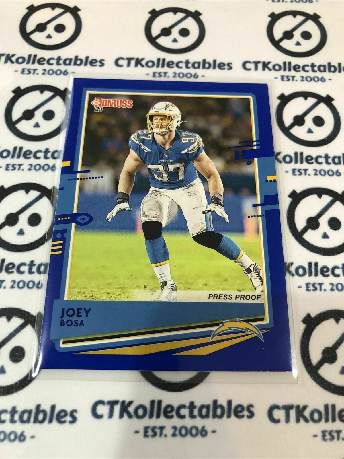 2020 NFL Donruss Press Proof Blue #136 Joey Bosa Variation