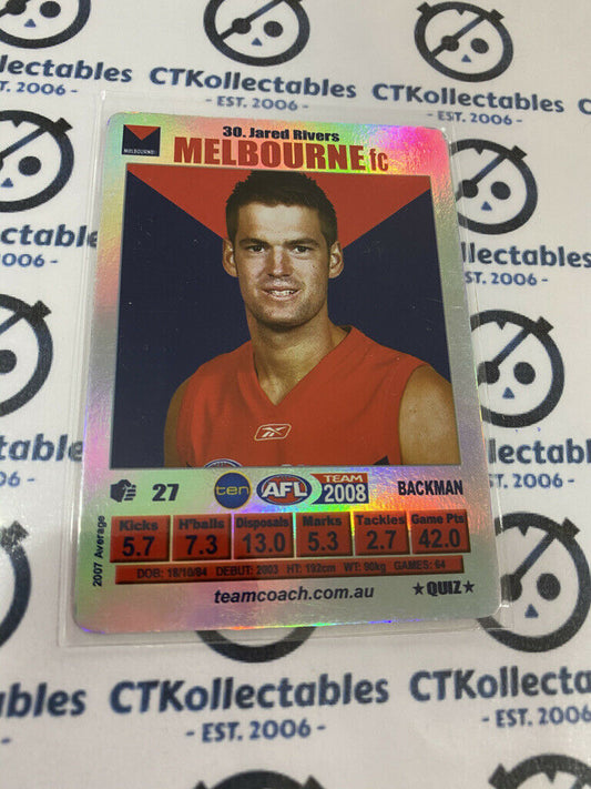 2008 AFL Teamcoach Silver Quiz Card - #30 Jared Rivers