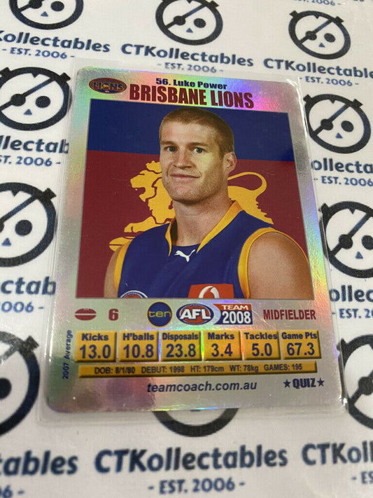 2008 AFL Teamcoach Silver Quiz Card - #56 Luke Parker