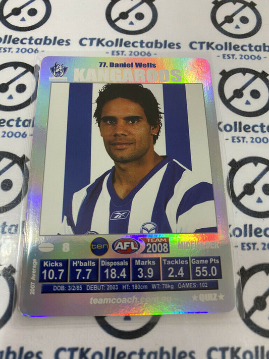 2008 AFL Teamcoach Silver Quiz Card - #77 Daniel Wells