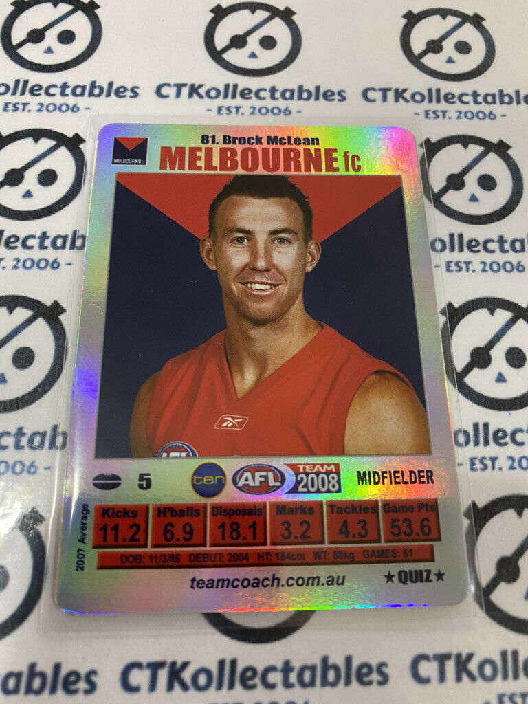 2008 AFL Teamcoach Silver Quiz Card - #81 Brock Mclean