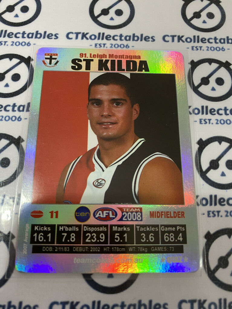 2008 AFL Teamcoach Silver Quiz Card - #91 Leigh Montagna