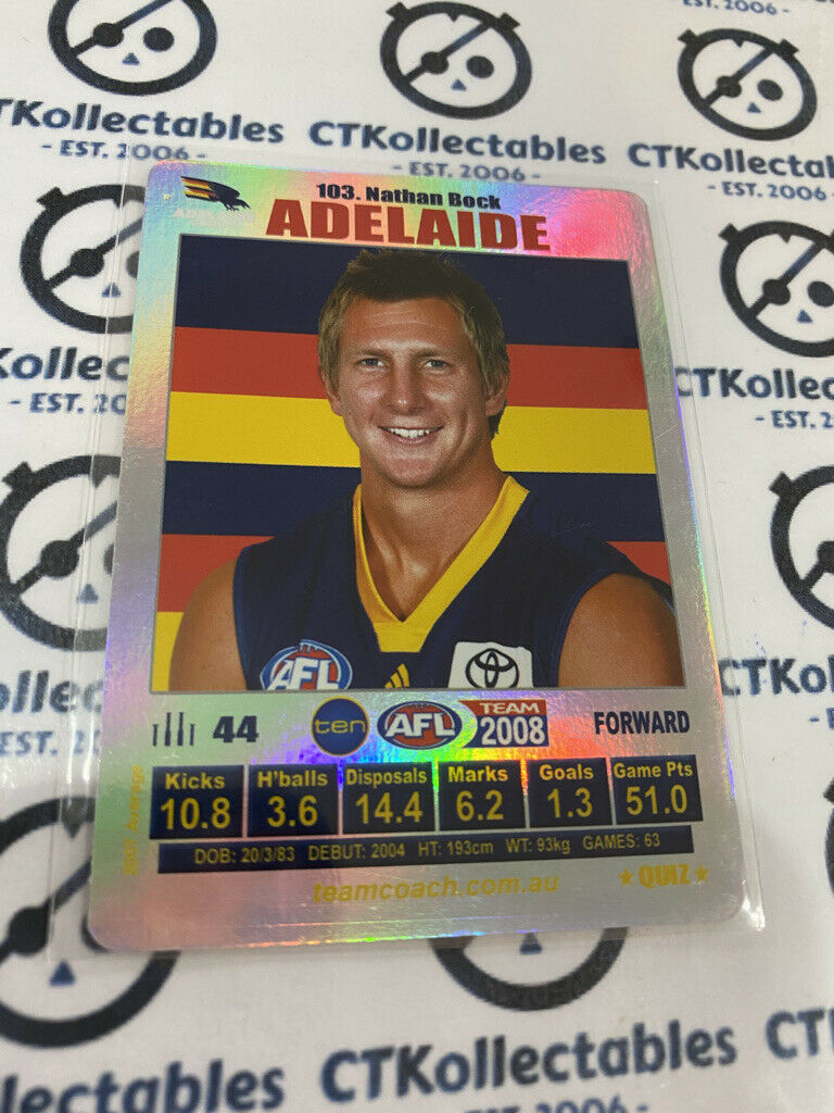 2008 AFL Teamcoach Silver Quiz Card - #103 Nathan Bock