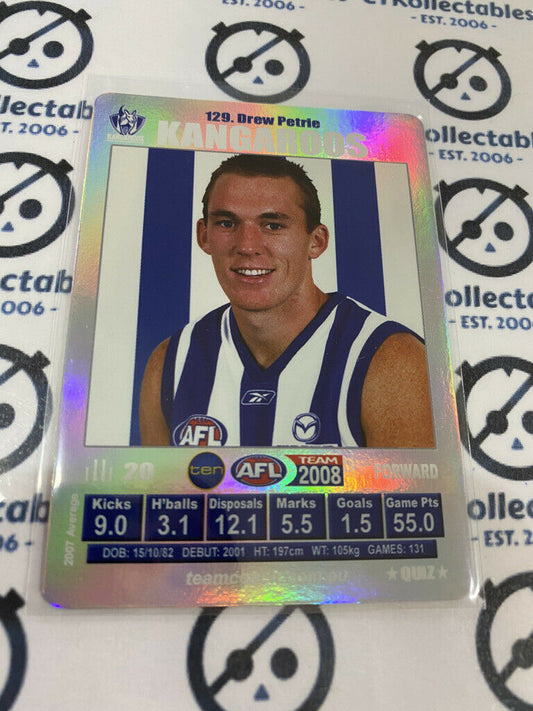 2008 AFL Teamcoach Silver Quiz Card - #129 Drew Petrie