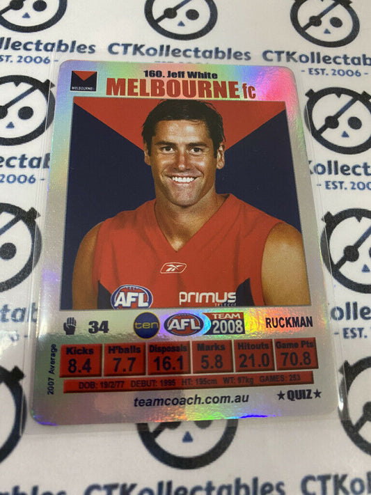 2008 AFL Teamcoach Silver Quiz Card - #160 Jeff White