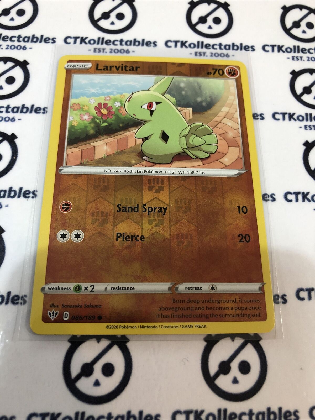 Larvitar #086/189 Reverse Holo Common Pokémon Card S&S Darkness Ablaze