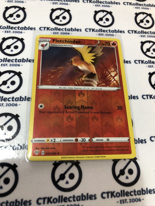Fletchinder #031/189 Reverse Holo Uncommon Pokémon Card S&S Darkness Ablaze