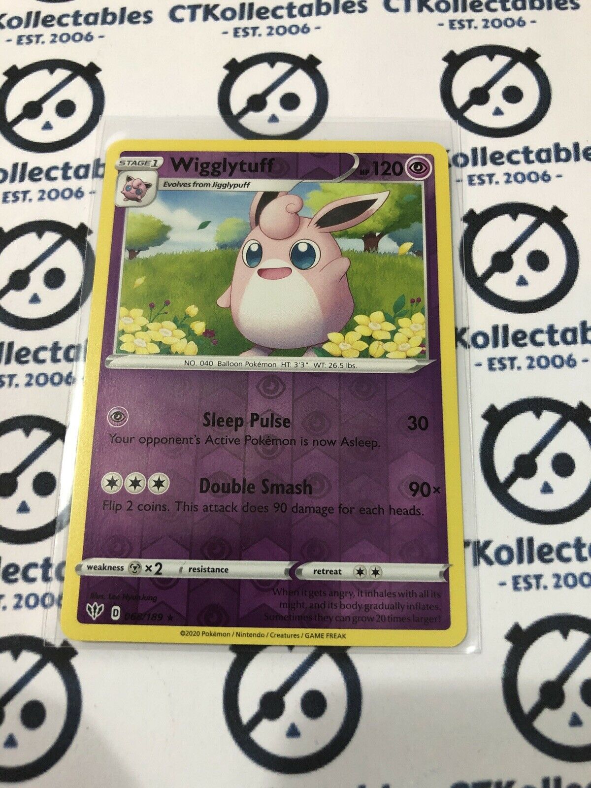 Wigglytuff #068/189 Reverse Rare Holo Pokémon Card S&S Darkness Ablaze