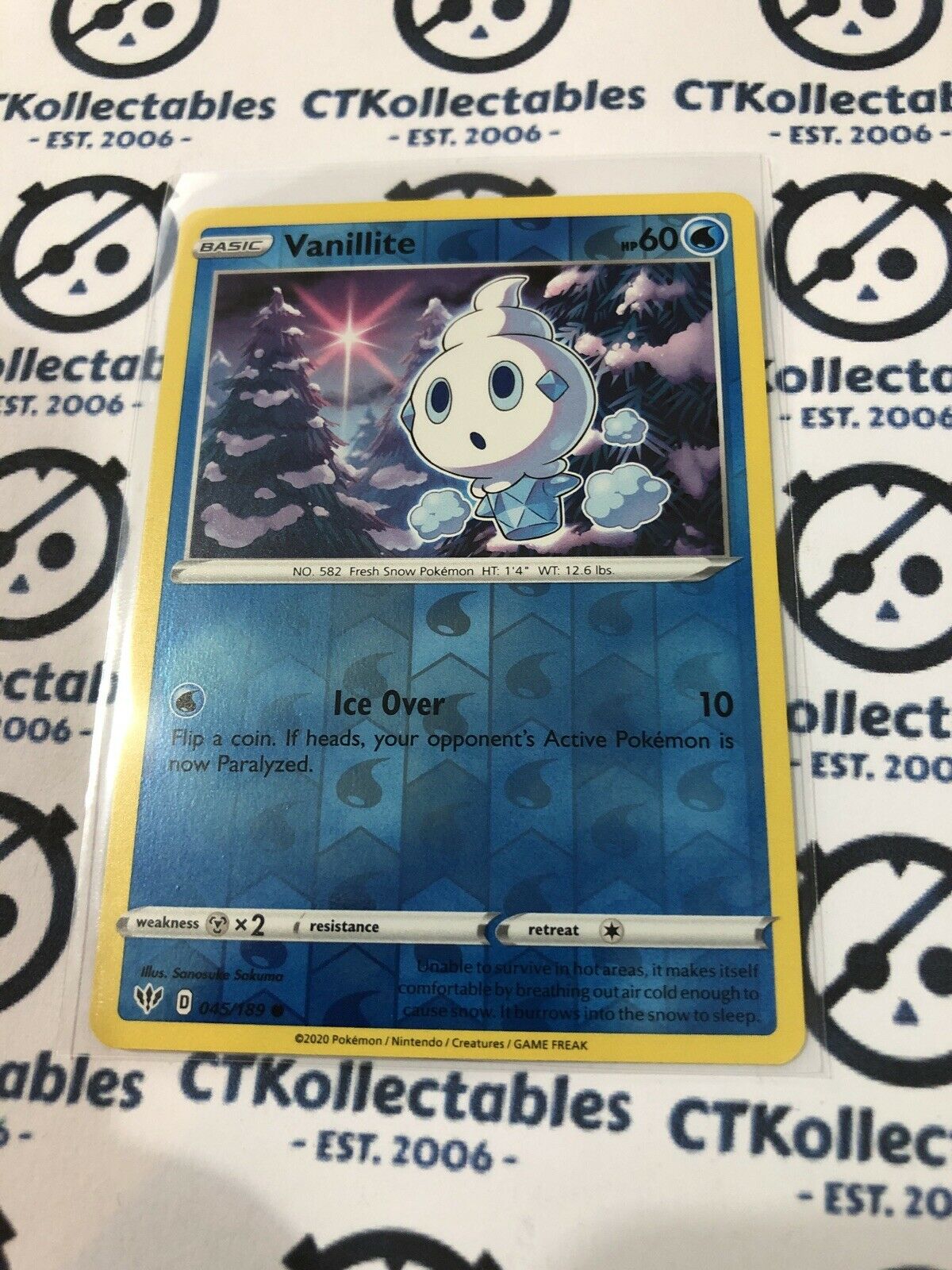 Vanillite #045/189 Reverse Holo Pokémon Card S&S Darkness Ablaze