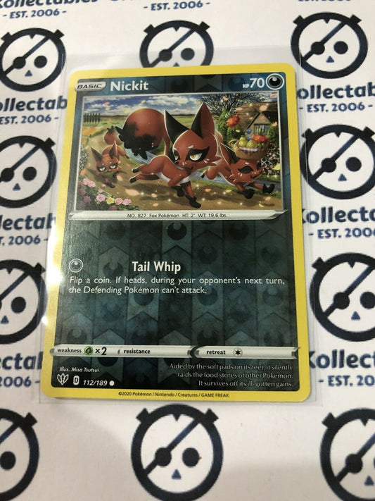 Nickit #112/189 Reverse Holo Pokémon Card S&S Darkness Ablaze