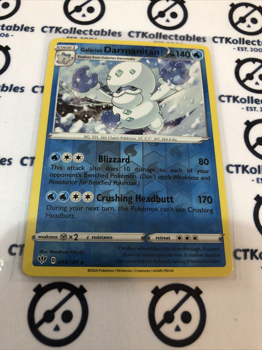 Galarian Darmanitan #044/189 Reverse Holo Rare Pokémon Card S&S Darkness Ablaze