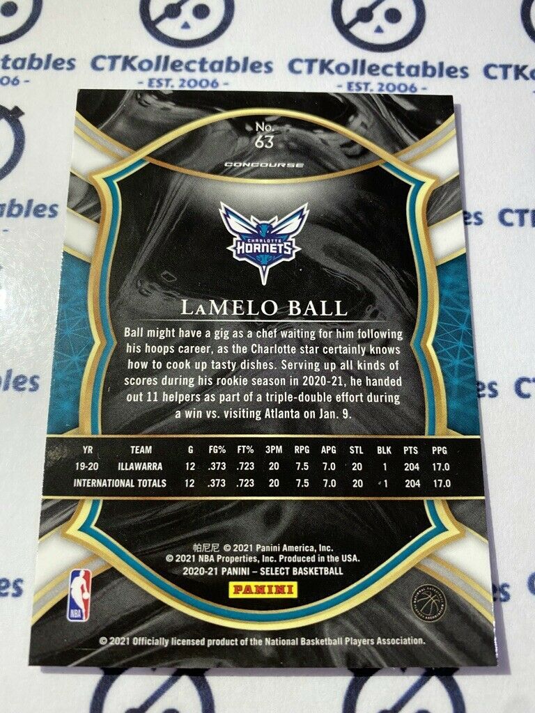 2020-21 Panini NBA Select blue Lamelo Ball Concourse RC #63 Hornets ROY