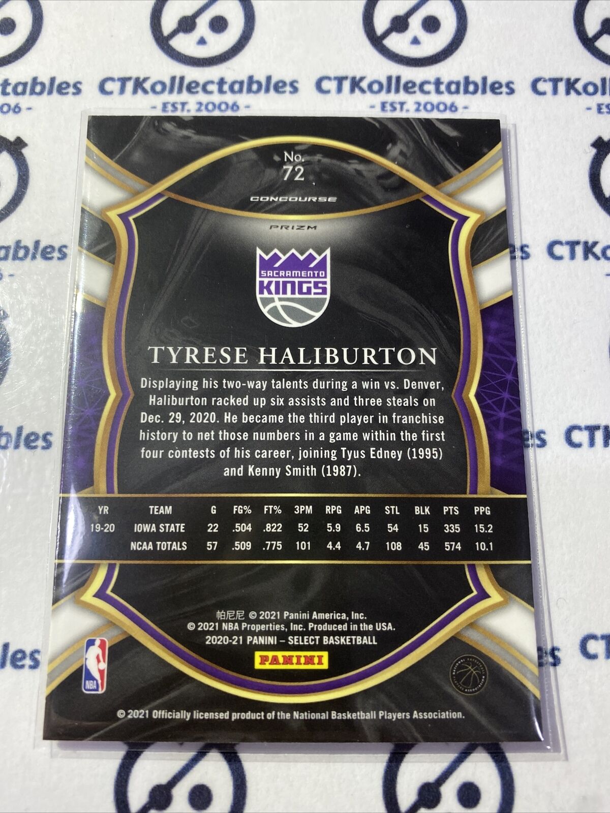 2020-21 Panini NBA Select Tyrese Haliburton Concourse Red White Orange #72 RC