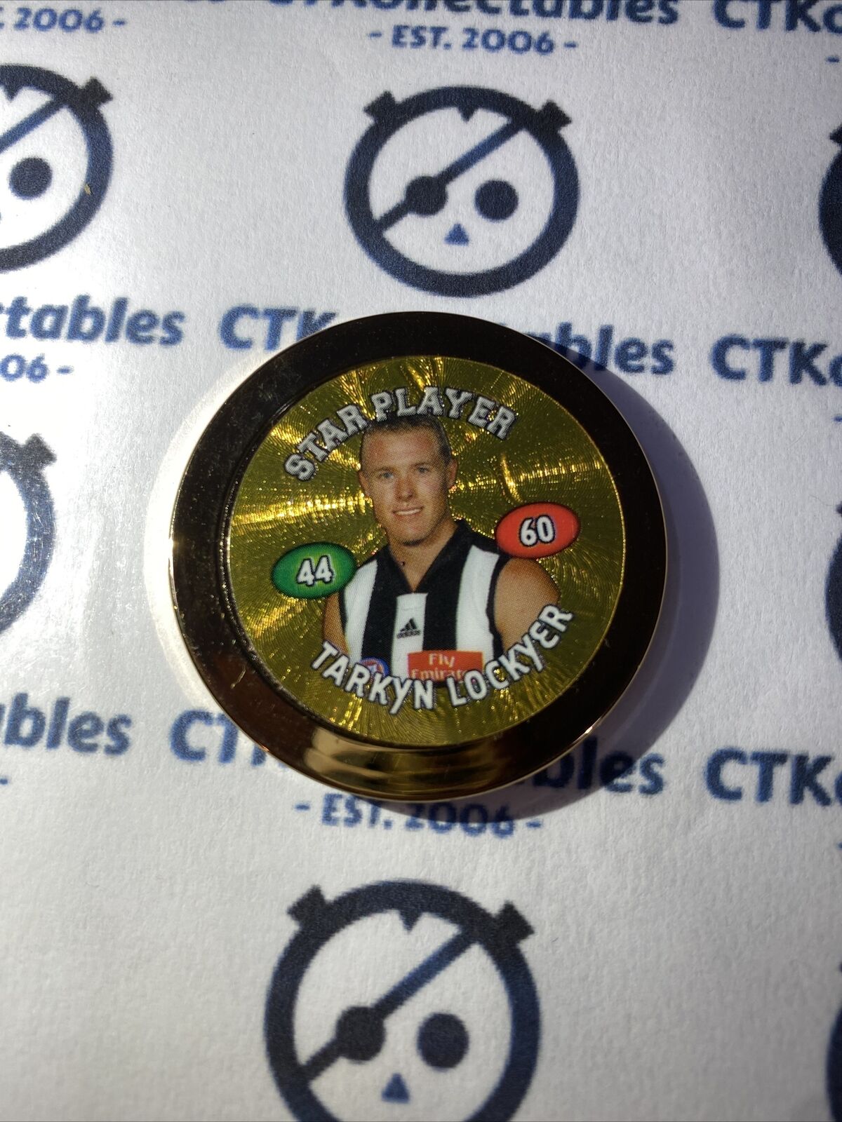 2008 Topps AFL Chipz Tarkyn Lockyer Gold Poker Chip