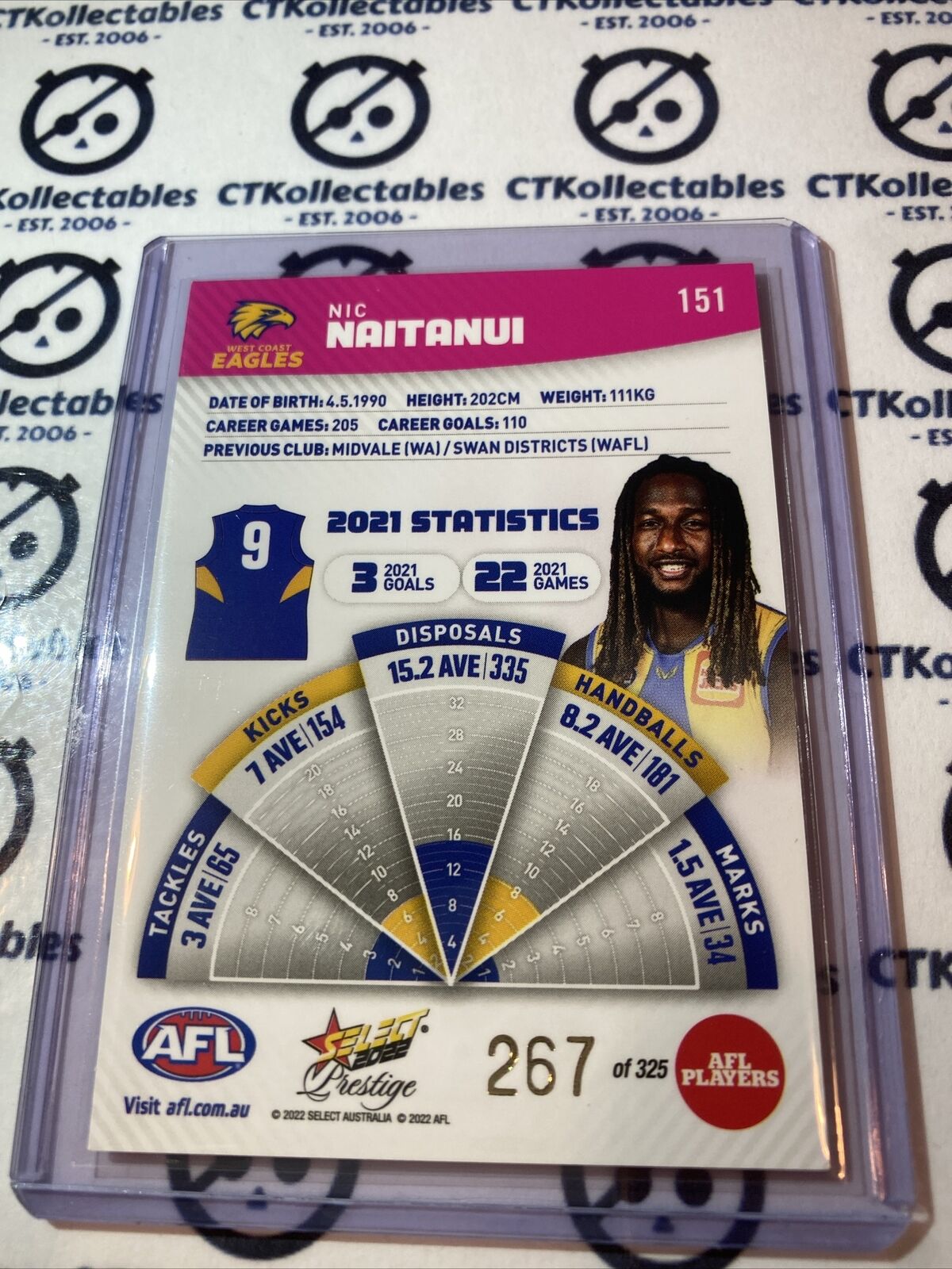 2022 AFL Footy Stars Prestige Pink Parallel #151 Nic Naitanui #267/325