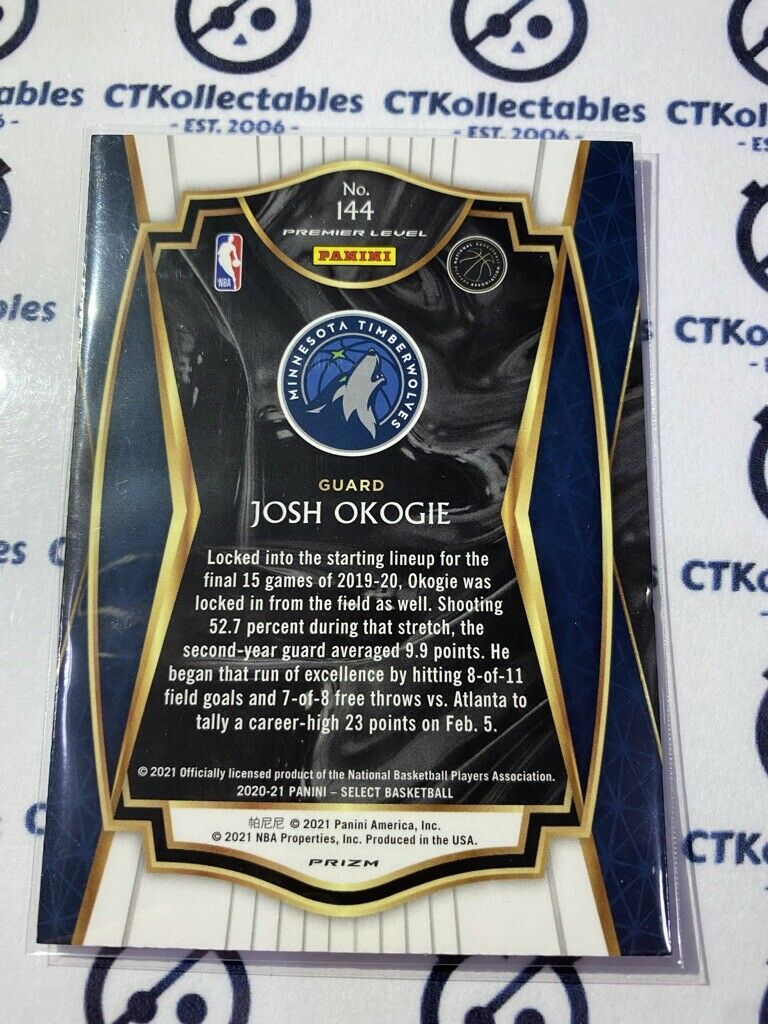2020-21 Panini NBA Select Josh Okogie Blue Silver Prizm Premier #144