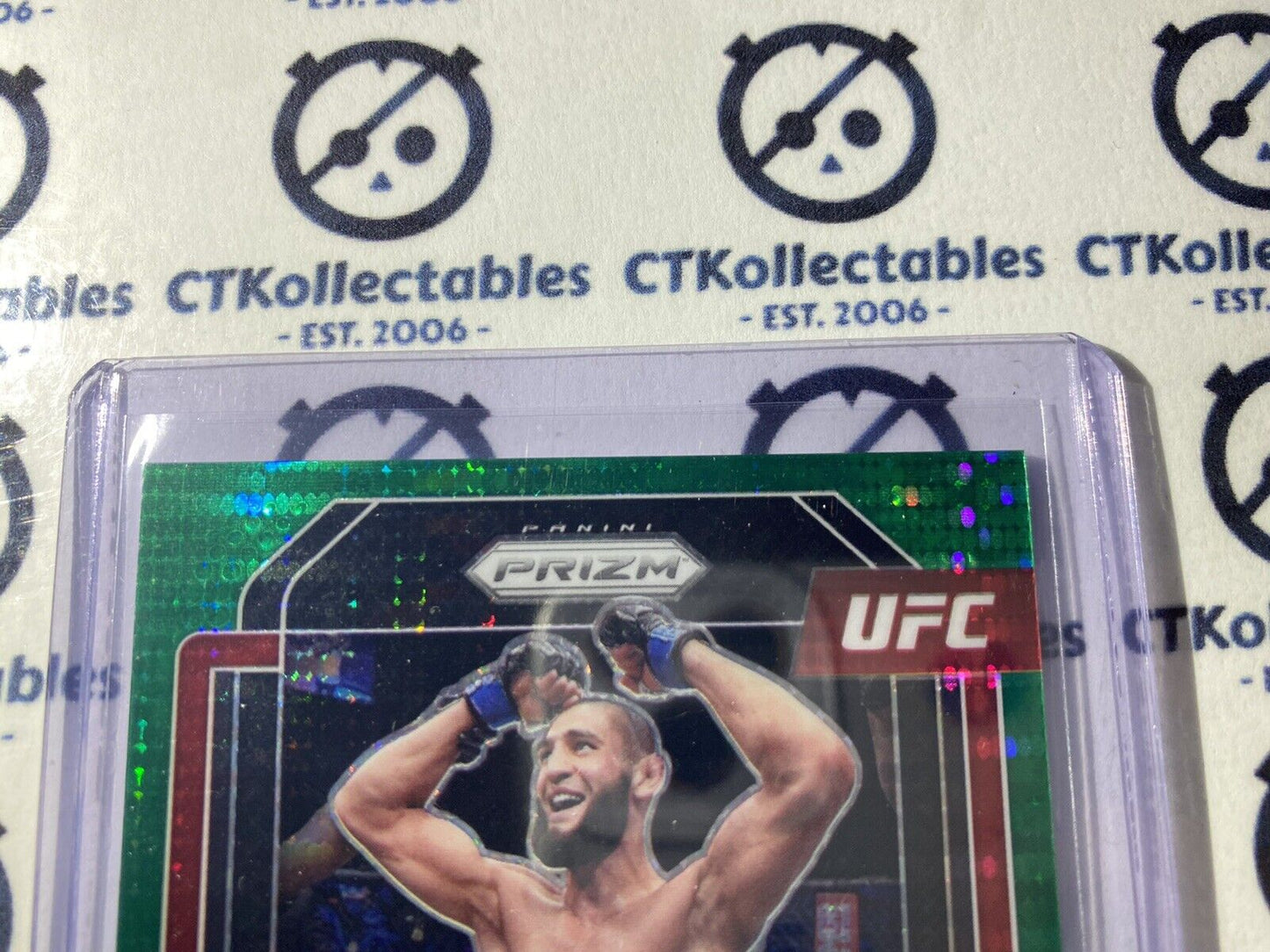 2022 Panini Prizm UFC Khamzat Chimaev Green Pulsar Auto #24/25 Welterweight